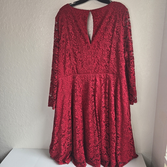 Torrid Elegant Red Long Sleeve Lace Dress - Picture 2 of 5